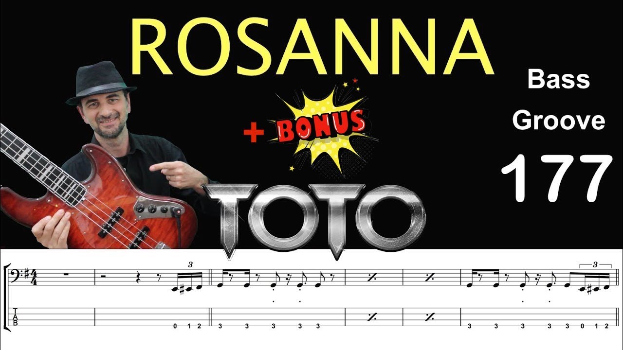 ROSANNA + BONUS (TOTO) How to Play Bass Groove, Cover, Transcription, Score, Tab