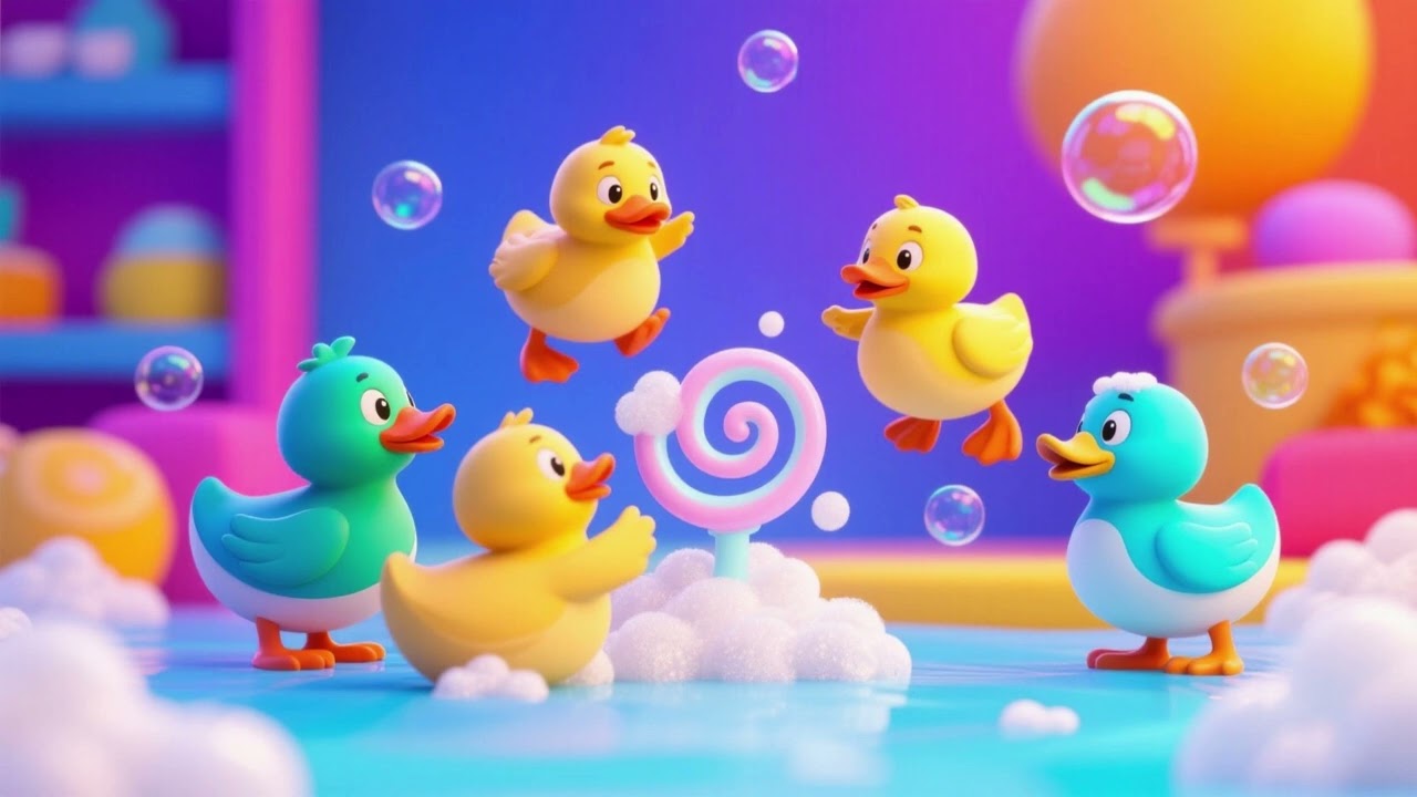 🦆 Five Little Ducks and the Soap Swirl | Kids Songs & Bath Time Nursery Rhymes 🛁🎶