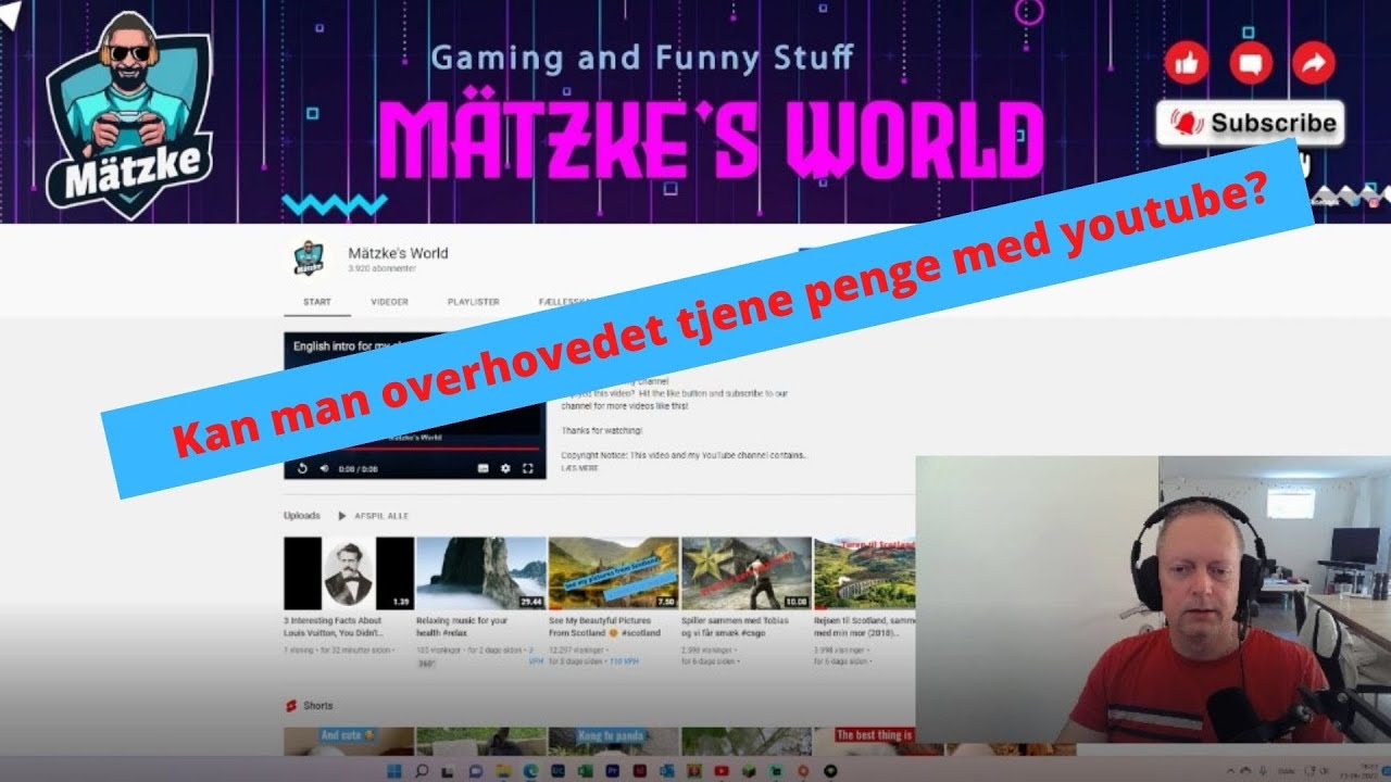 Kan Man Overhovedet Tjene Penge Med YouTube #money