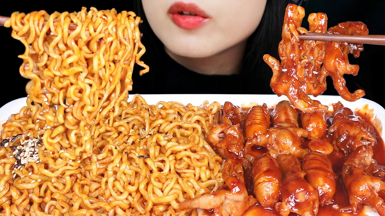 ASMR CEKER PEDAS TANPA TULANG + SOSIS PEDAS + MIE SAMYANG 🔥🔥