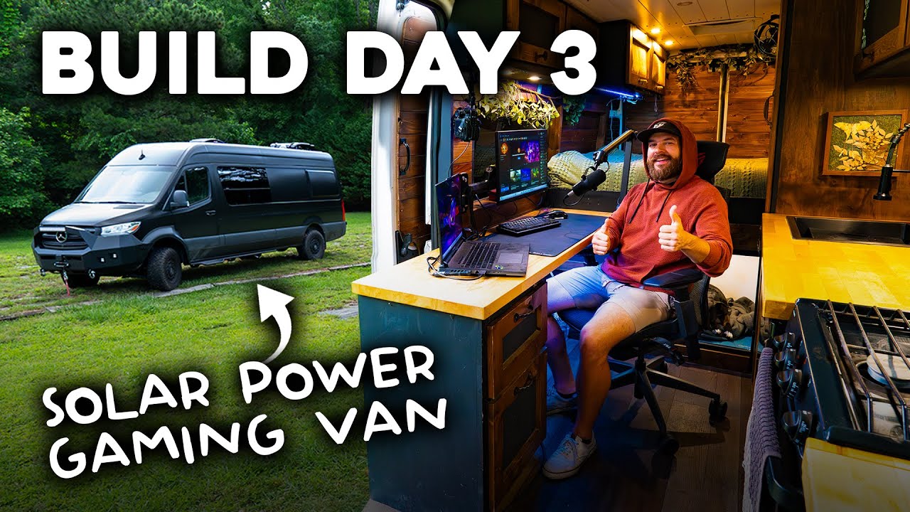 Building a GAMING CAMPER VAN 48v Solar Electrical System (Episode 3)