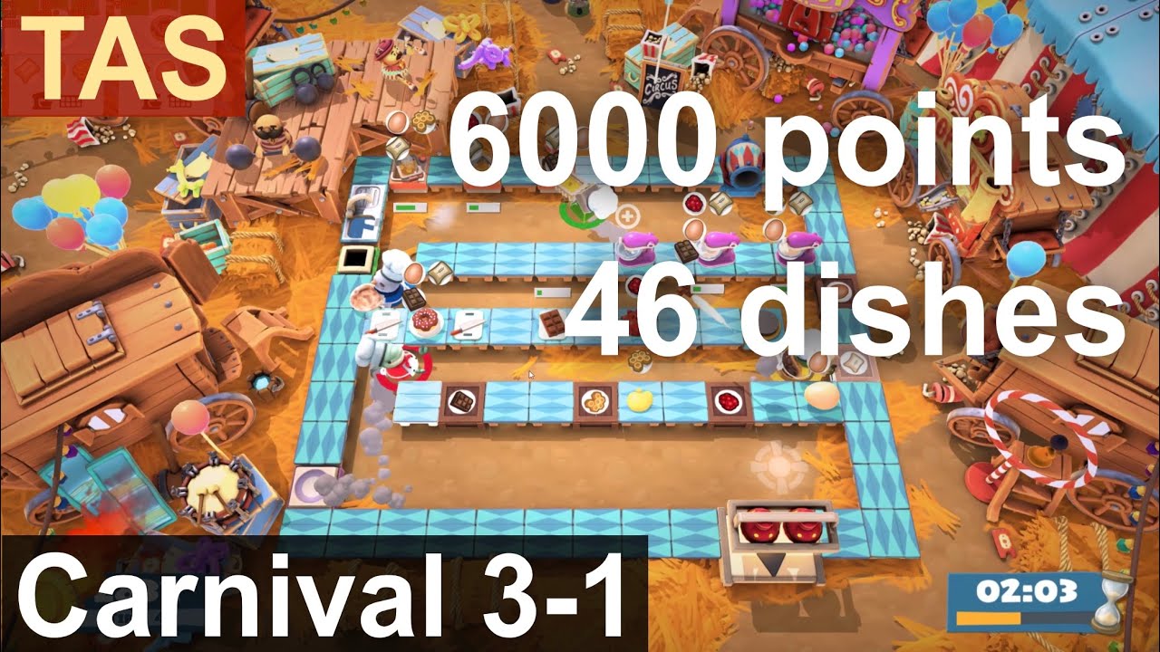 [TAS] Overcooked 2 Carnival of Chaos 3-1 6000 Points