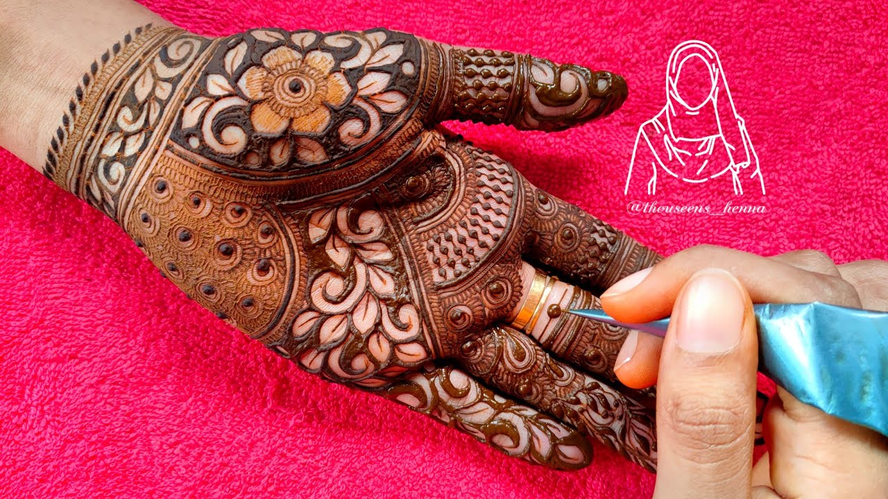 Beautiful Latest Heavy Palm Henna Design || Beautiful Bharwa Mehndi Design For Karwachauth 2021