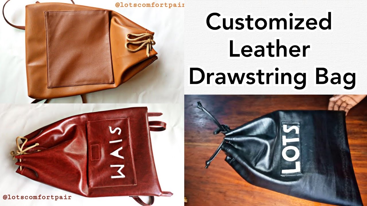 How to make Customized Drawstring Bag with Leather|Product Packaging|DIY With LOTS