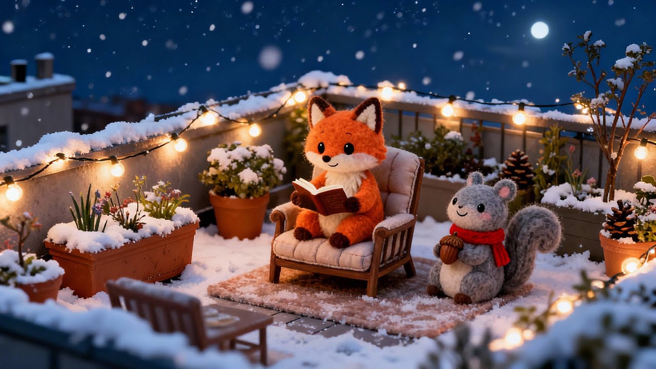 Cozy reading on a snowy terrace ❄️🦊 Smooth Lofi Jazz for Deep Focus, Work & Relaxation