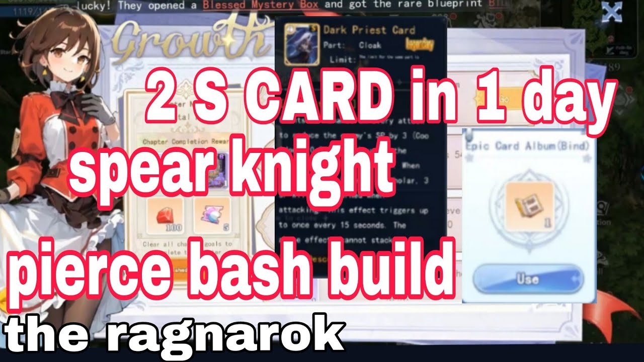 the ragnarok 2 S CARD IN 1 DAY spear knight pierce bash build by roronoa zoro ph