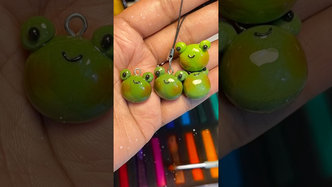 Make a frog phone charm with me 🐸| DIY handmade clay charm @ craftedwithclay #airdryclay #handmade