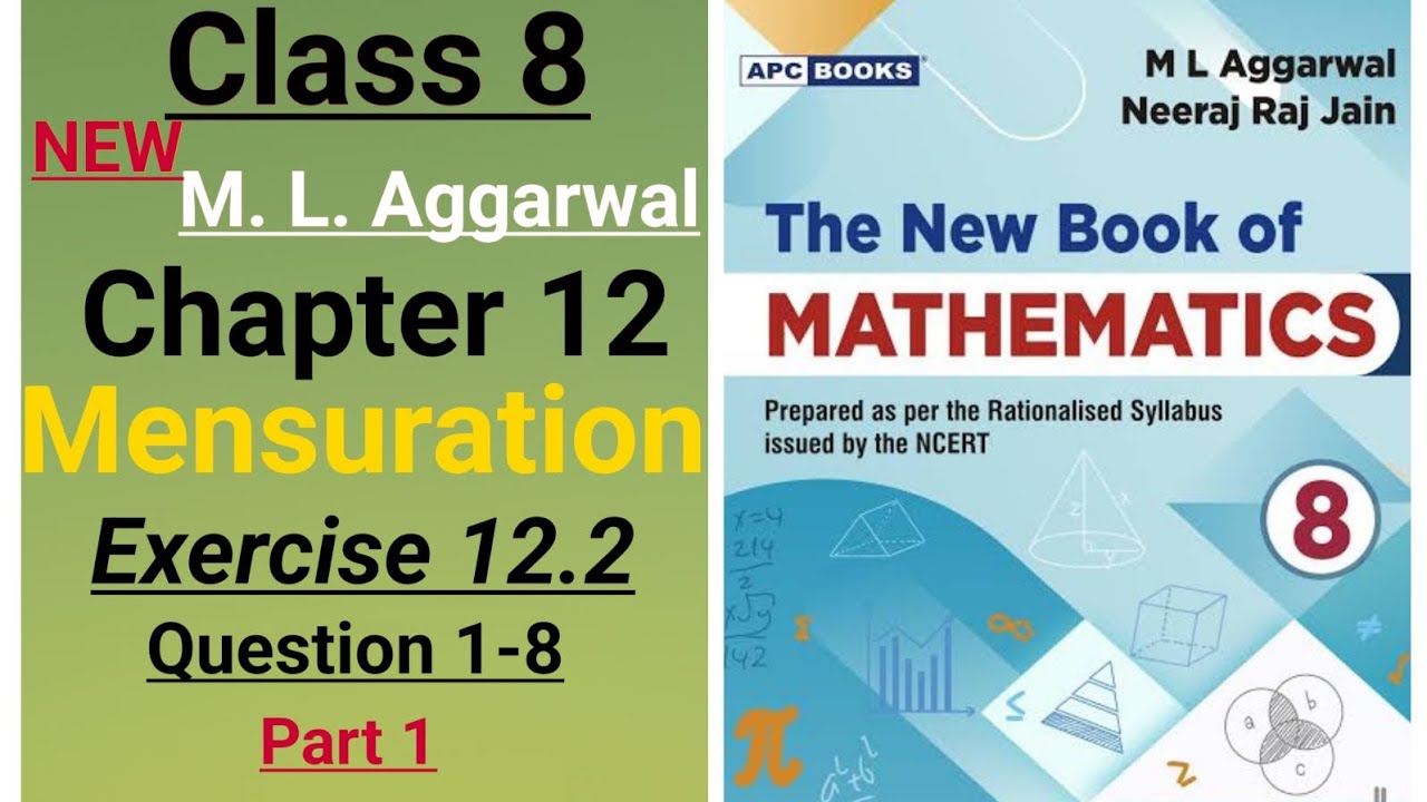 New ml aggarwal class 8th maths chapter 12 (Mensuration) exercise 12.2 question 1-8 (part 1)