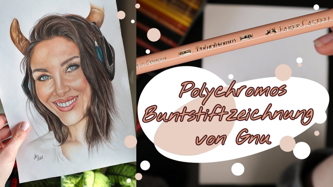 Ich zeichne mein erstes Portrait mit den Faber Castell Polychromos - Buntstiftportrait von Gnu