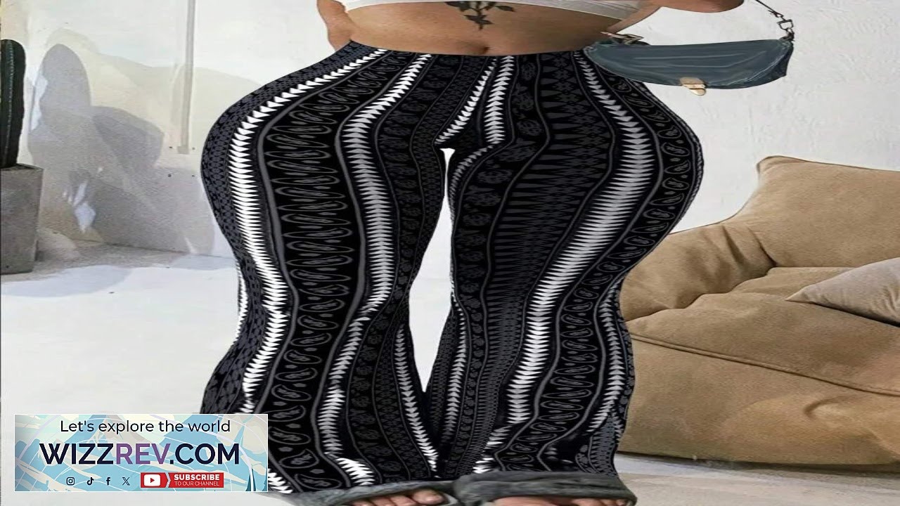 Plus Size Retro Print Slim Flared Leggings SHEIN USA