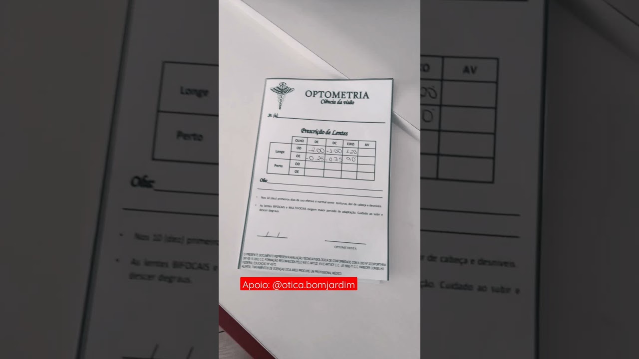 Receita miopia e astigmatismo