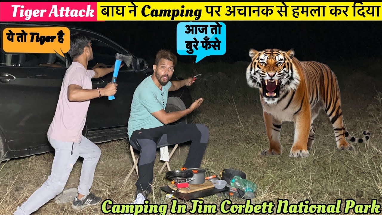 Tiger Attack On Our Night Camping #campinginindia #jimcorbett #camping #deepforest