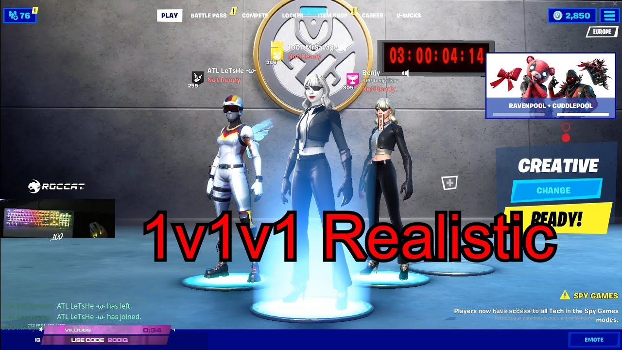 Benjyfishy vs MrSavage vs Letshe 1v1v1 in Realistic PvP, Warm Up for Trio Cup