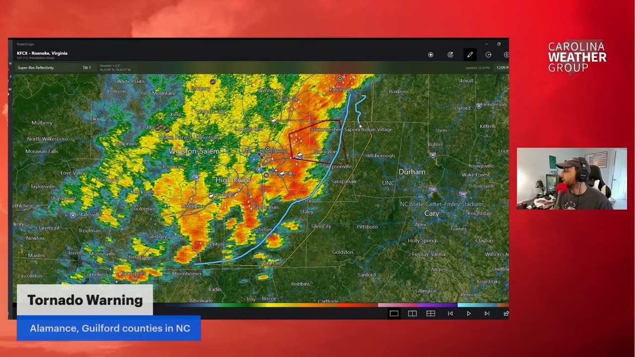 REPLAY: Tornado Warning for Greensboro: Guilford and Alamance counties in North Carolina