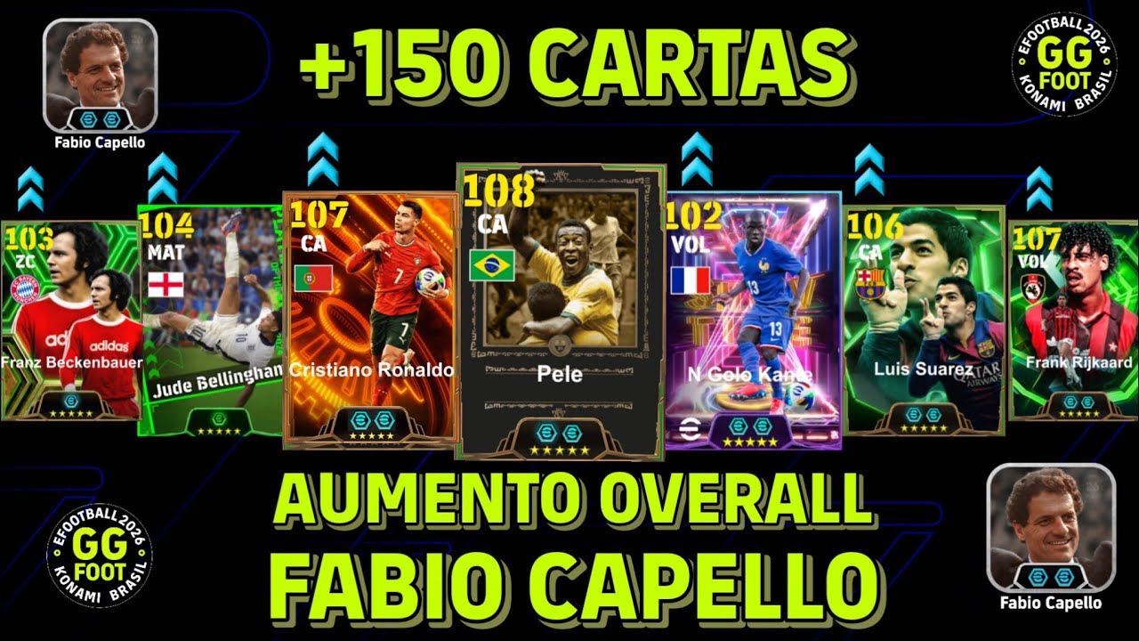 ⏫️FABIO CAPELLO TÉCNICO COM AUMENTO DE OVERALL  EFOOTBALL RATING UPGRADE
