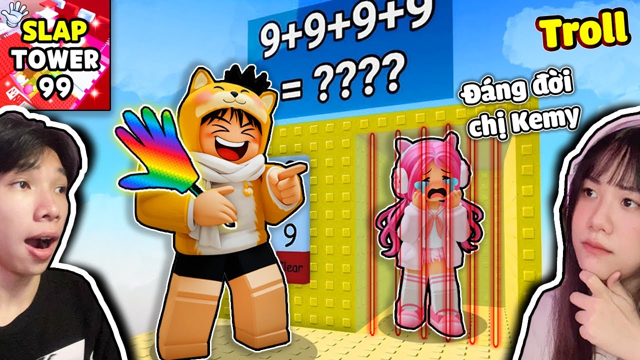 Thử Th&aacute;ch TROLL Người Y&ecirc;u Leo Th&aacute;p T&aacute;t 99 🖐️ Ng&aacute;o V&agrave; Kemy Parkour Slap Tower 99 Roblox 😎