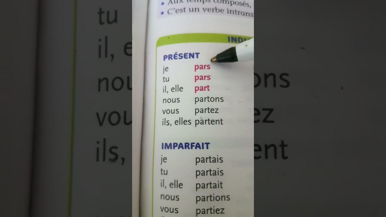 Le verbe partir au pr&eacute;sent de l'indicatif #maroc #apprendre#francais  #languefrancaise