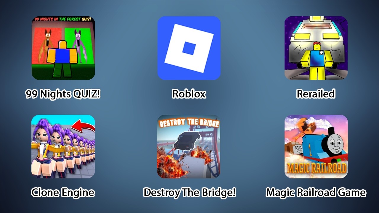 Destroy The Bridge, Rerailed, Magic Railroad Game, Clone Engine,99 Nights in the Forest QUIZ #roblox