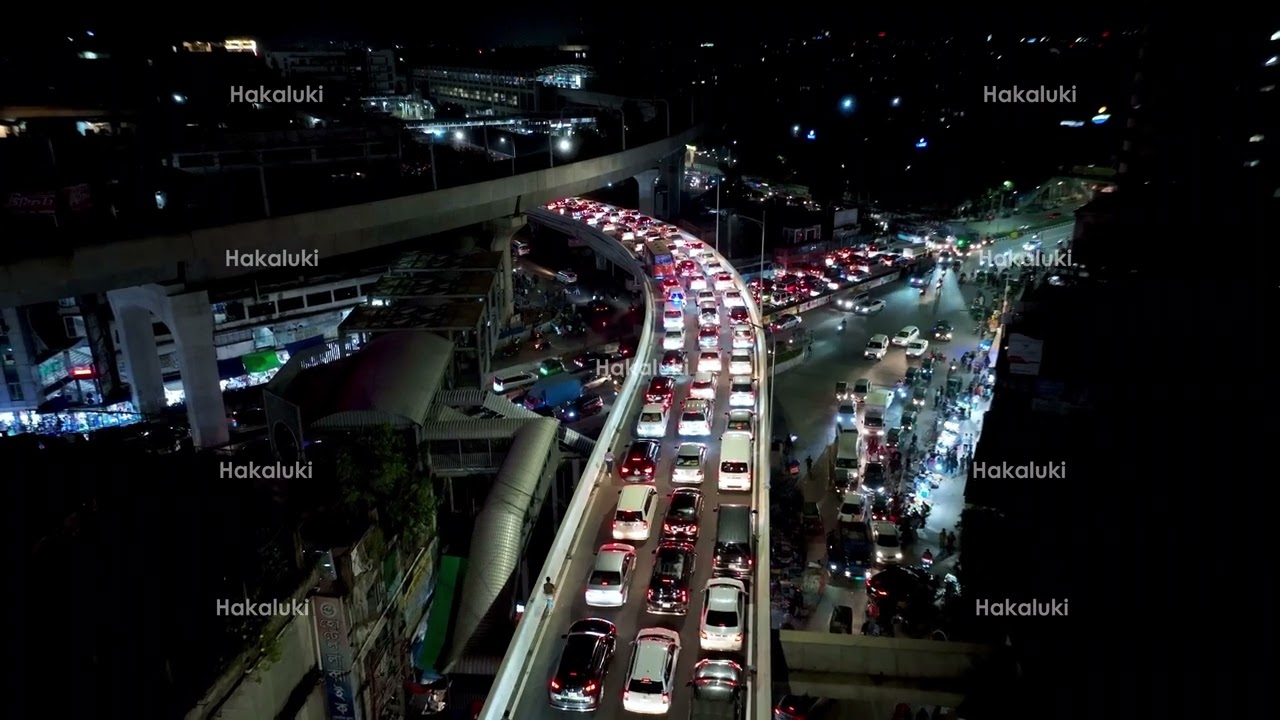 Heavy Traffic Jam at night farmgate Dhaka in Bangladesh ll Free stock footage ll no Copyright
