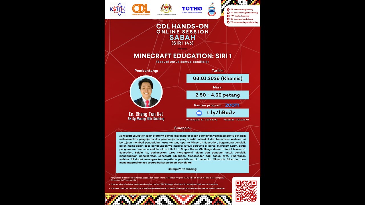 [LIVE] CDL Hands-On Sabah (Siri 143) — Minecraft Education: Siri 1