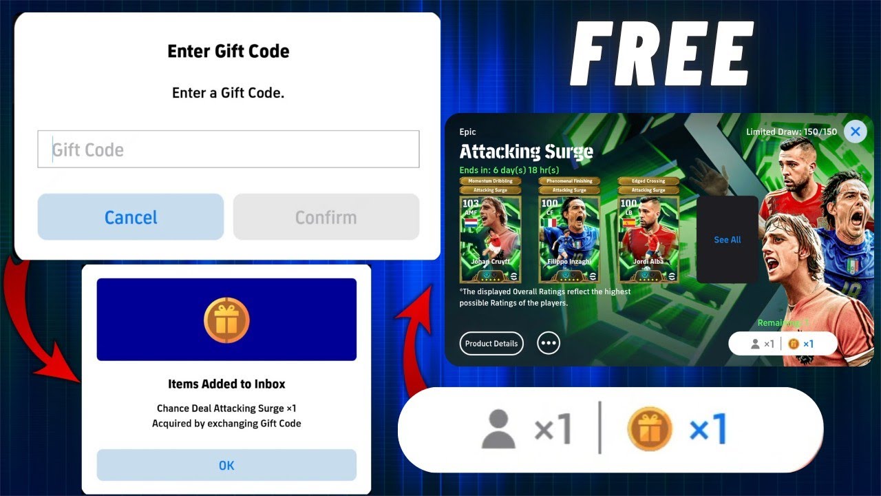 Как получить бесплатный Epic Chance Deal по подарочному коду в eFootball 2026