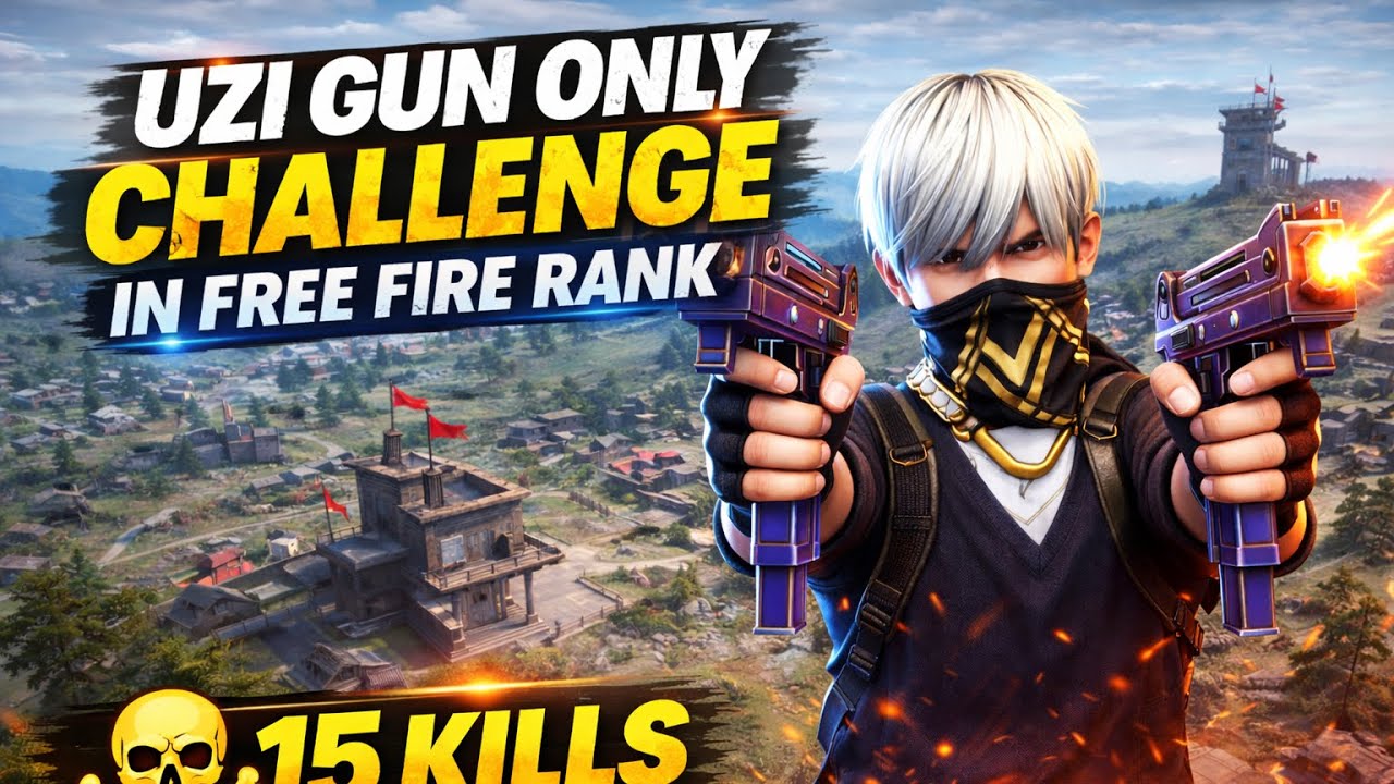 UZI Gun Only Challenge in Free Fire Rank 🔥 | 15 Kills OP Gameplay
