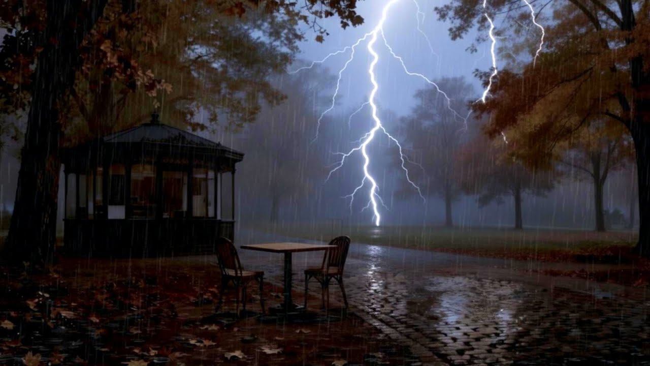 Deep Sleep Rain Sounds 🌧️ Heavy Rain & Gentle Distant Thunder in a Peaceful Midnight Forest