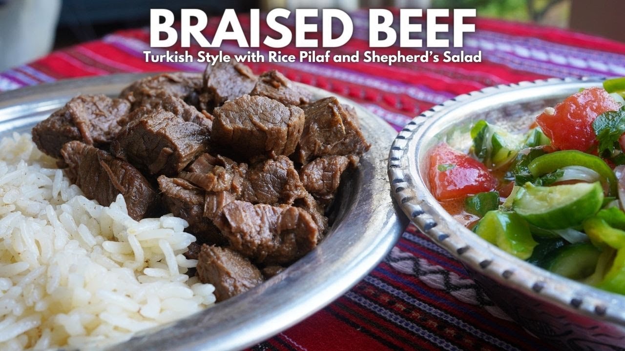 Turkish Style Braised Beef with Browned Butter Pilaf and Shepherd's Salad