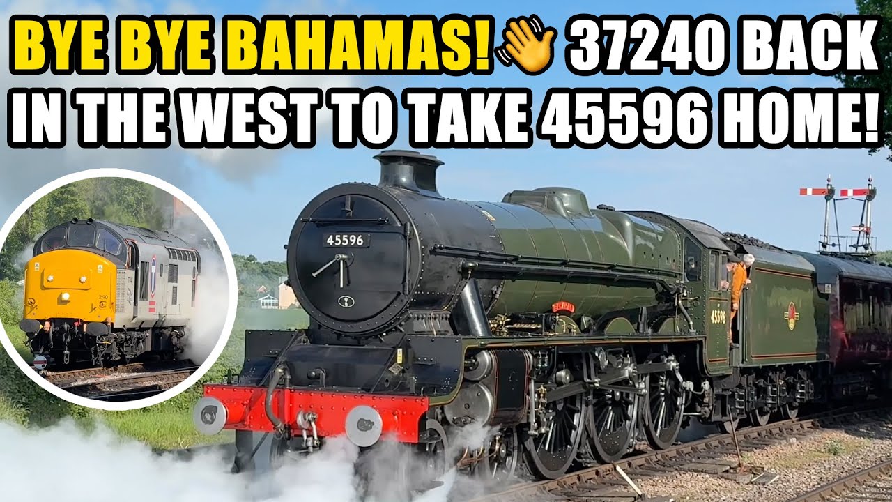 45596 BAHAMAS heads home DIESEL HAULED to KEIGHLEY due to lineside fire risk! + 37240 BACK SO SOON!?
