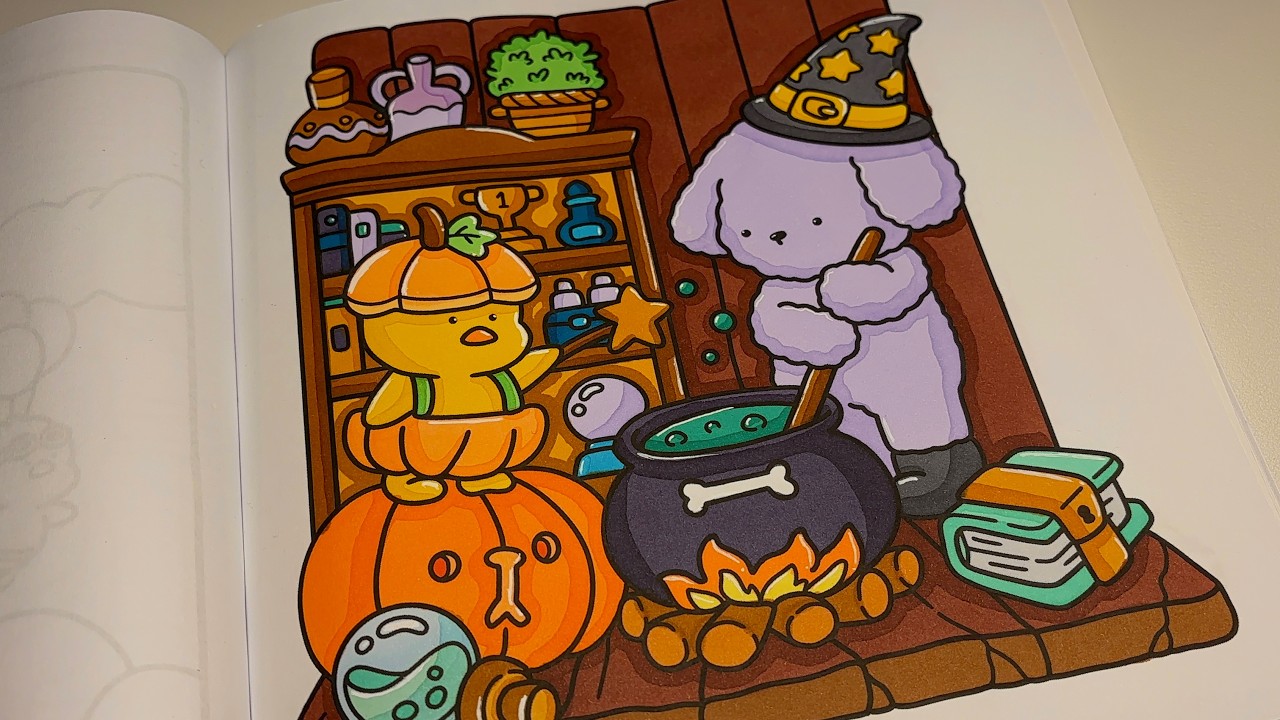 Color with me (ASMR) 🎃 ‘Cozy Friends’ by Coco Wyo Coloring Book & Ohuhu Markers | Coloring ASMR