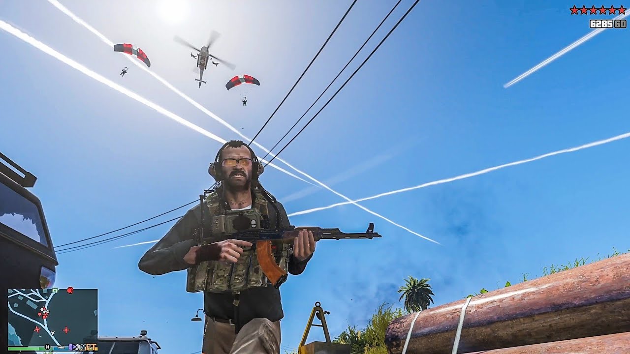 GTA 5 - Trevor's Cayo Perico Cartel Base Shootout + Ten Star Escape [R.D.E 4.1.2]