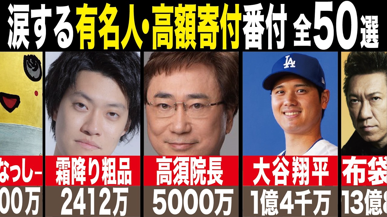 【号泣】能登半島地震で超高額寄付をした有名人ランキング～50選～