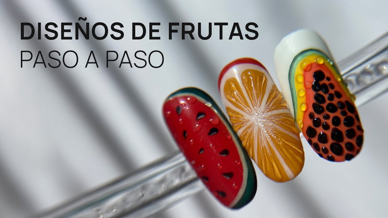 Nail art con frutas PASO A PASO 🍑🍉🍊