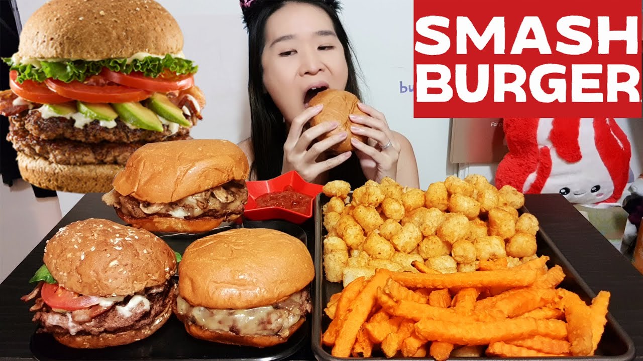 MASSIVE SMASHBURGER MUKBANG! Truffle Mushroom Swiss Burger, Avocado Bacon Club Burger - Eating Asmr