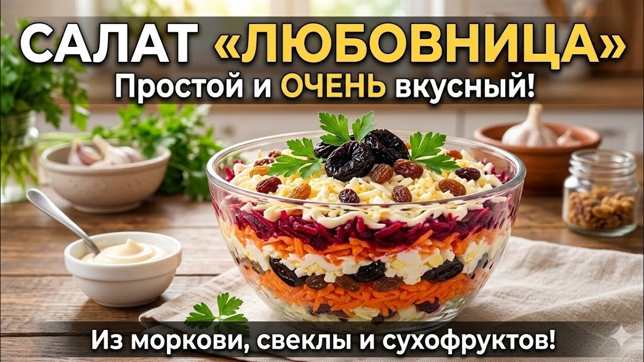 Салат «ЛЮБОВНИЦА»  Улетает со стола ПЕРВЫМ! Гости в восторге! 🥗
