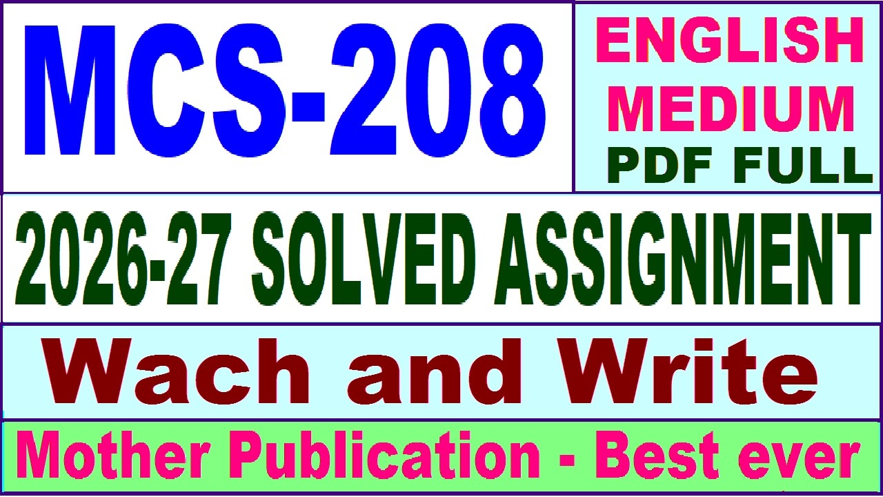 MCS 208 solved assignment 2026-27 || mcs 208 solved assignment 2027 in English || ignou mcs208