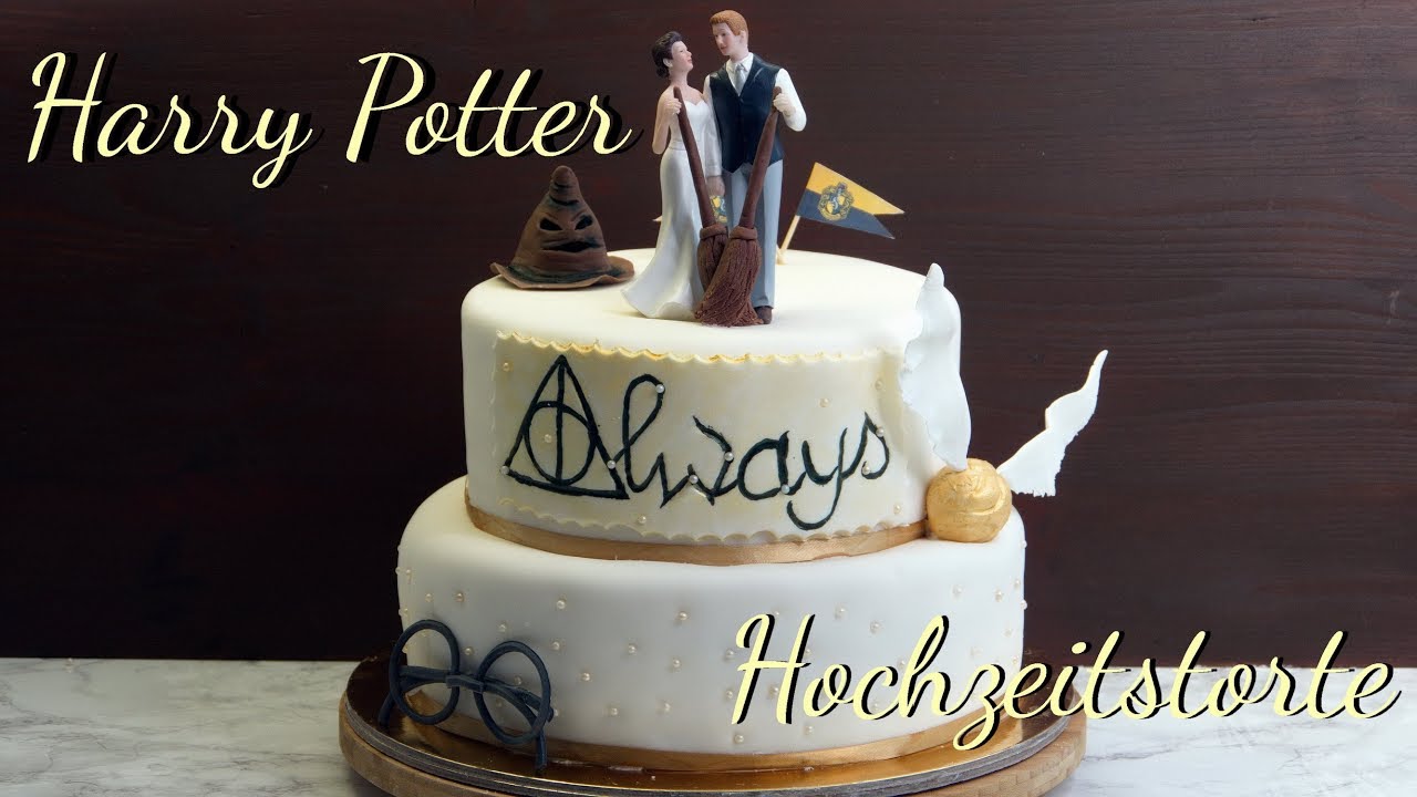 HARRY POTTER HOCHZEITSTORTE | zweistöckige Fondant Torte backen [Wedding Cake] #harrypottertorte