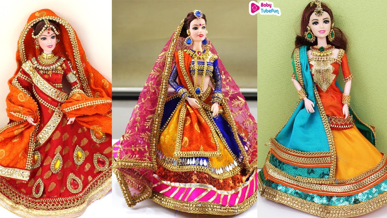 Barbie Doll Rajasthani Bridal Lehenga and sharara style Compilation for Rukhwat,  indian bridal doll