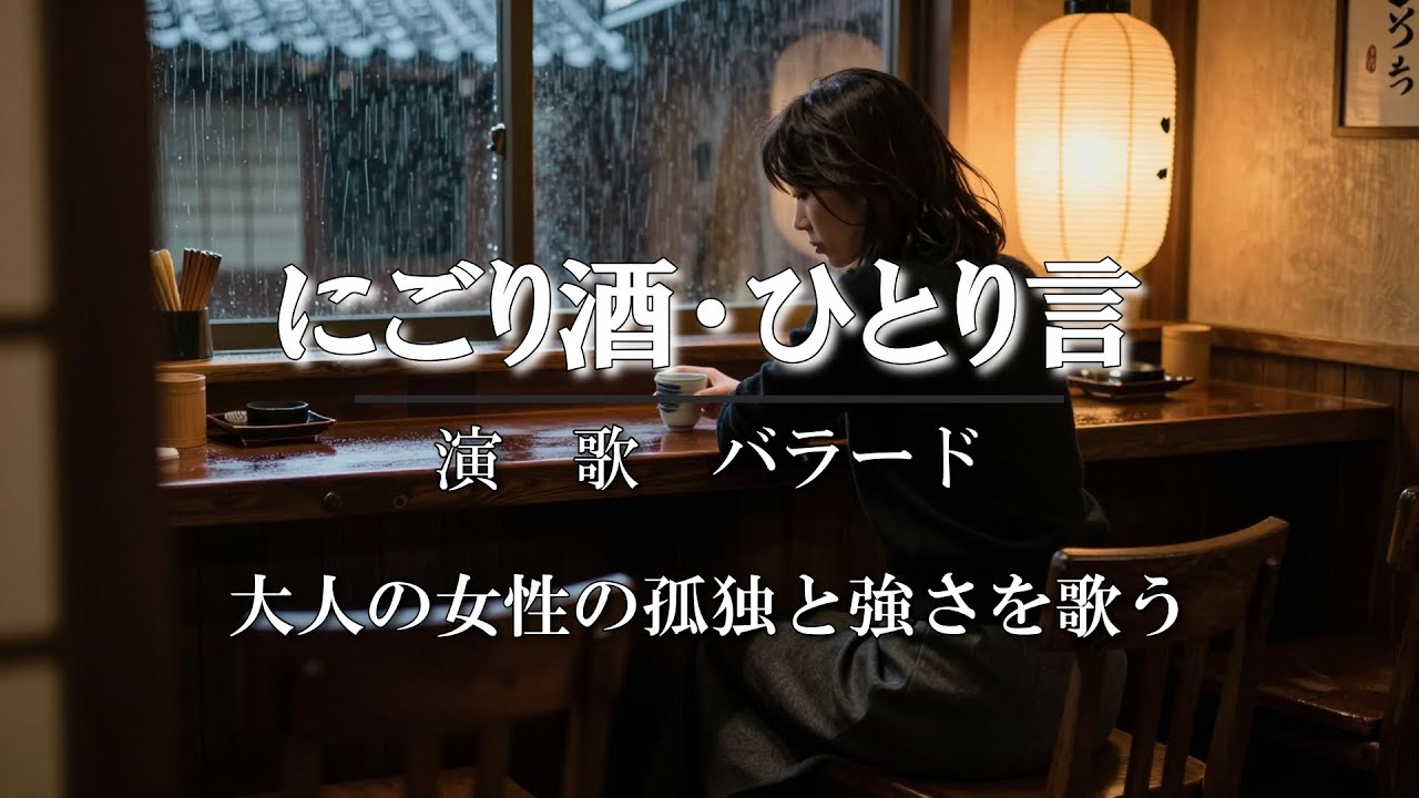『にごり酒・ひとり言』【女性・演歌バラード】雨の夜、ひとり居酒屋のカウンターでにごり酒をあおる女のひとり言