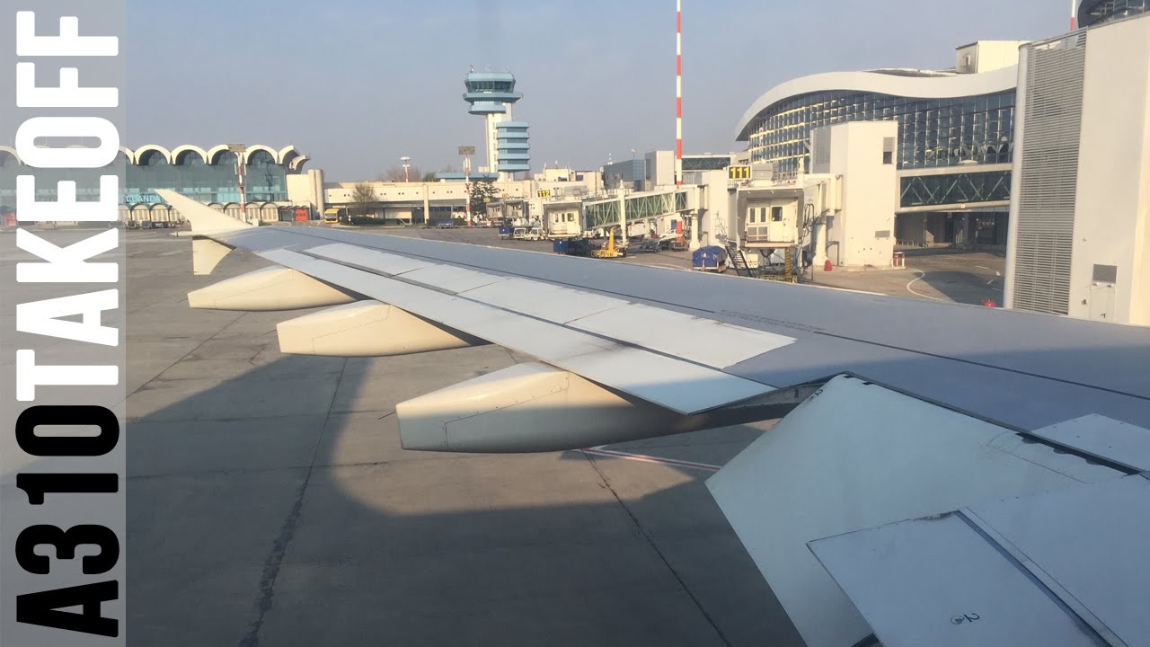 Tarom Airbus A310-300 takeoff from Bucharest Airport