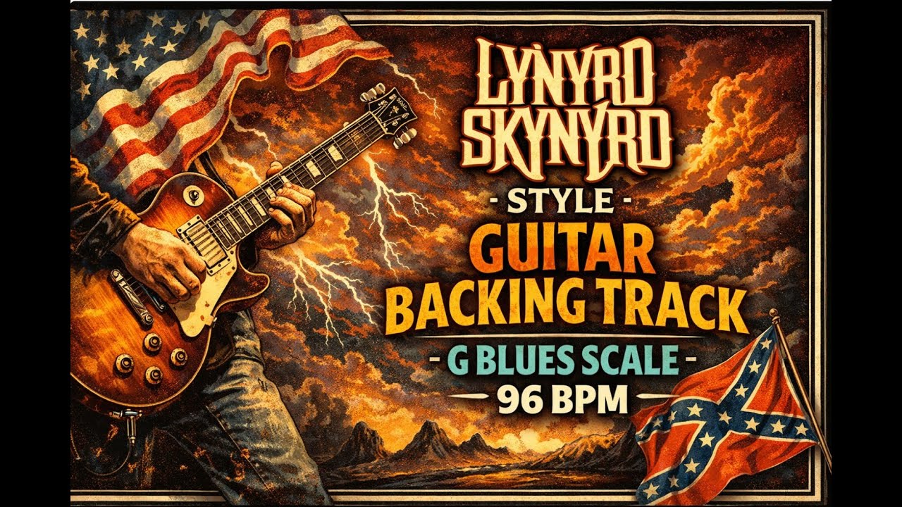Lynyrd Skynyrd style guitar backing G blues scale 96 bpm