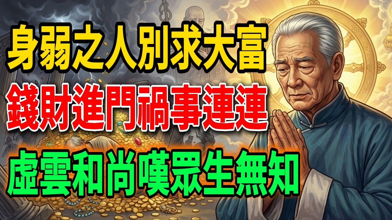 南懷瑾：身弱之人千萬別求財，乞丐一句話道破天機，虛雲老和尚都被嚇出一身冷汗！這不是福報，這是你的「催命符」！#南懷瑾 #虛雲老和尚 #佛學智慧 #因果 #改命 #身弱不求財 #佛法 #修行