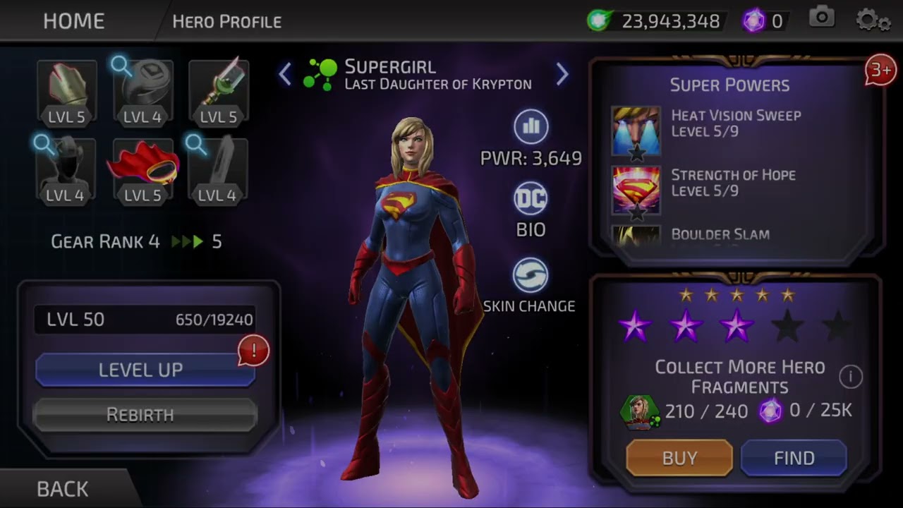 Upgrading popular characters on the Last Day of DC Legends Mobile