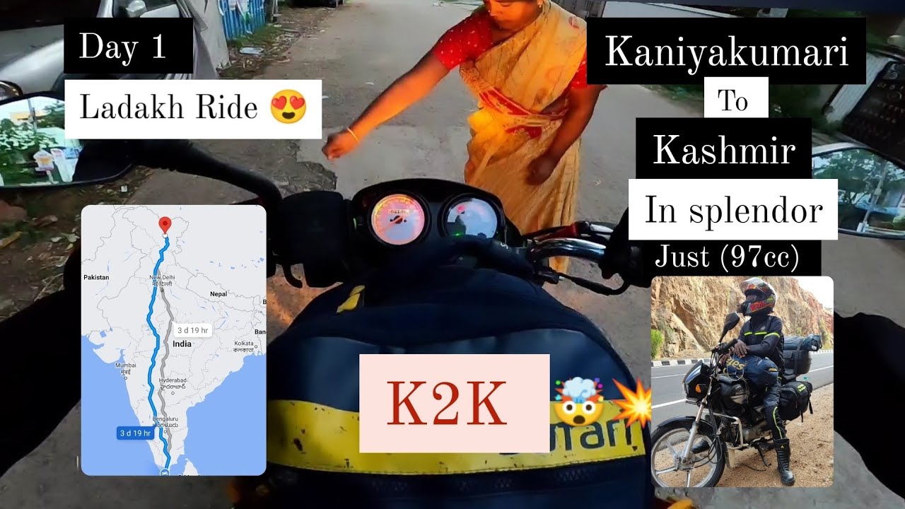 Day 1 started 😍🥳🥳🥳 ladakh Ride (k2k) in splendor 🔥 (97cc) bike 💥