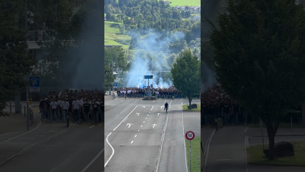 Ultras Luzern Ankunft am Stadion | FC St. Gallen vs. FC Luzern | 24.08.25 #ultras #pyro #schweiz