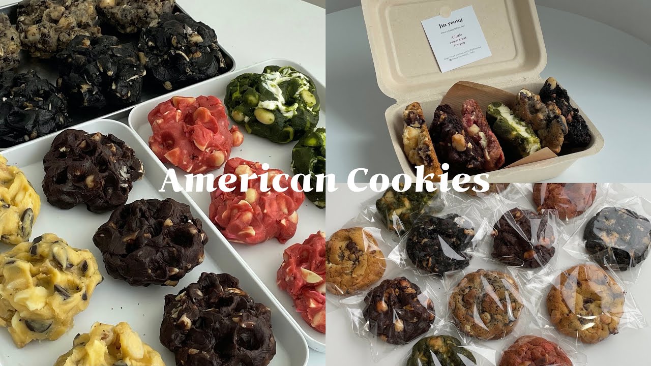 eng)한가지 반죽으로 6가지맛 아메리칸쿠키 만들기🍪 (클래식,더블초코,화이트스트로베리,말차크림치즈,오레오,블랙스모어아메리칸쿠키) American Cookies