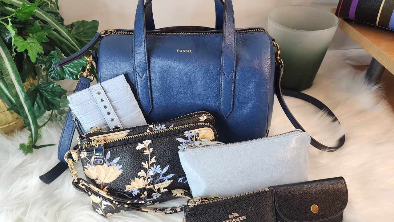 Fossil: Sydney Satchel (тёмный деним) / What's in my Bag (запись — сентябрь 2024 г.)