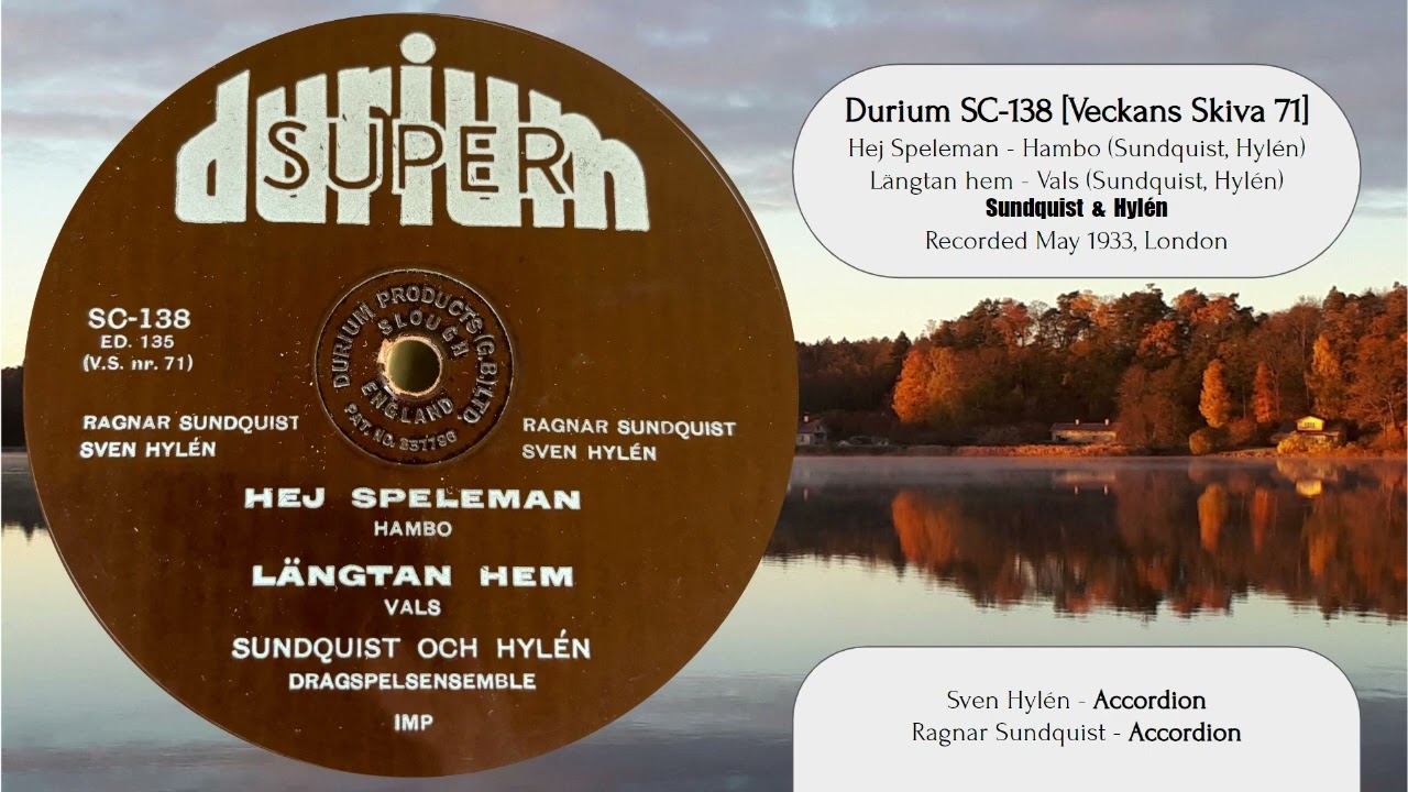 Ragnar Sundquist & Sven Hyl&eacute;n - Hej speleman & L&auml;ngtan hem [1933]