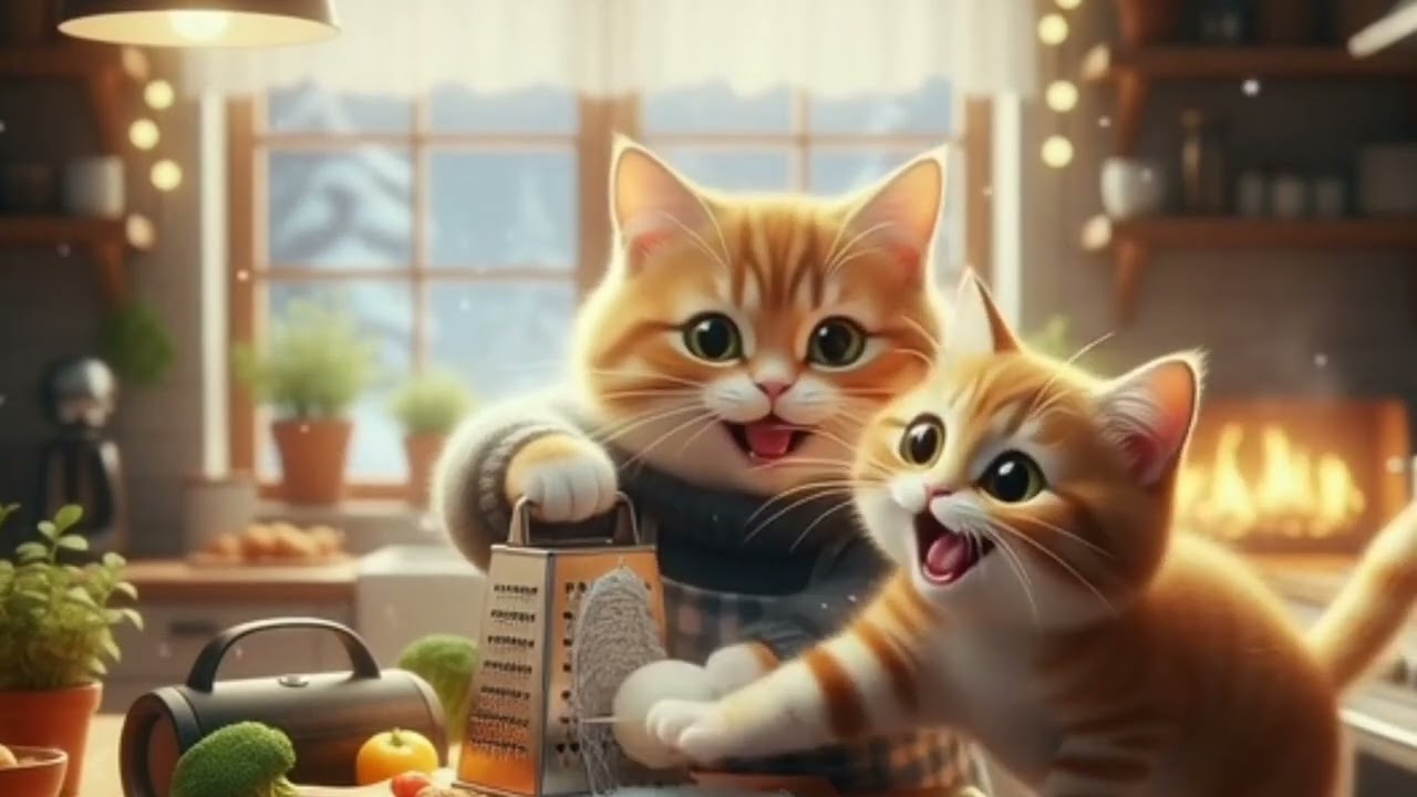 Ginger kitten spending day with Dady cat 🐱