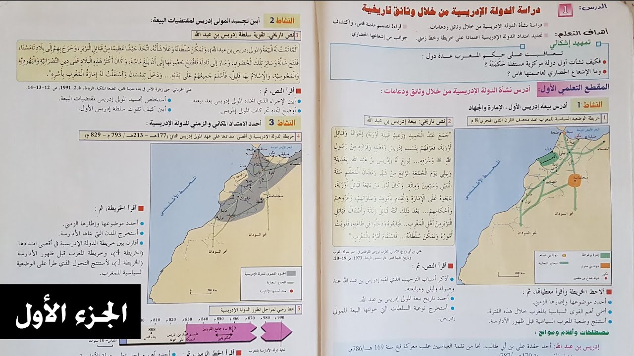 ملخص درس : دراسة الدولة الإدريسية من خلال وثائق تاريخية ( الجزء الأول ) - السنة الثانية اعدادي